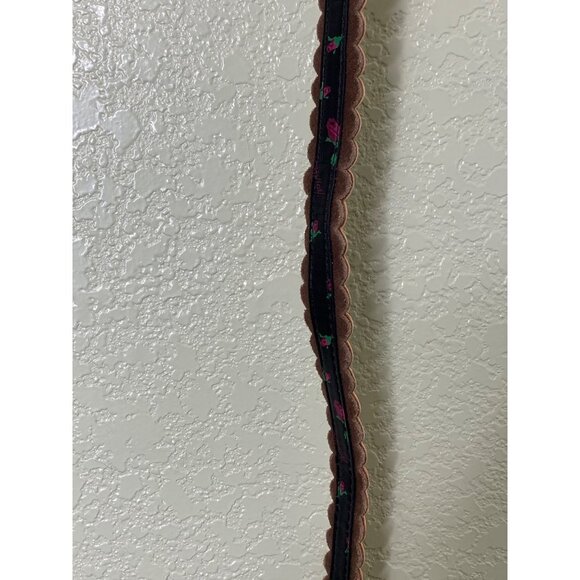 Betsey Johnson Black Brown Skinny Floral Belt Scallop Trim Size Large L - Picture 6 of 12